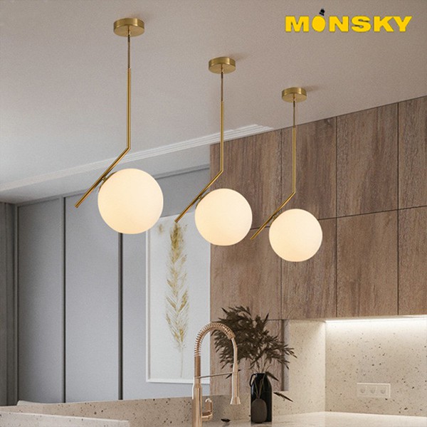 Combo đèn thả bàn ăn MONSKY trang trí nội thất cao cấp mạ Crom sang trọng MOONLAMP - đã bao gồm bóng LED chuyên dụng