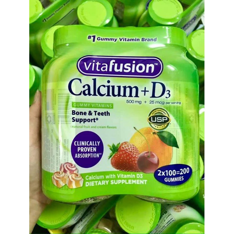 [Date 09.2022] Set Kẹo Dẻo Canxi Vitafusion Calcium + D3 500mg 100 viên của Mỹ | BigBuy360 - bigbuy360.vn