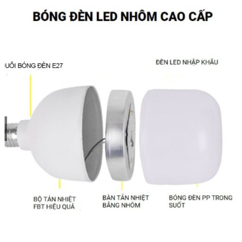 Bóng Đèn LED Buld Trụ Nhựa Tiết Kiệm Điện Năng - 5w, 10w, 20w, 30w, 40w, 50w