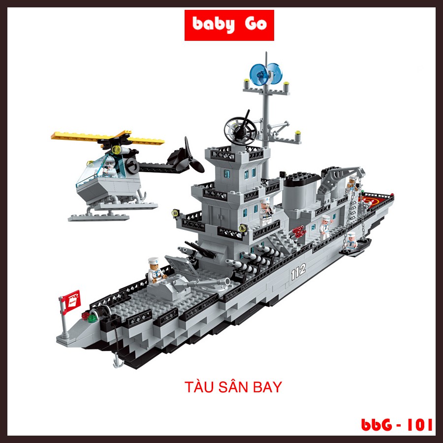 Bộ lego lắp ghép khối xây dựng tàu thủy, tàu sân bay cảnh sát Baby Go-101, trò chơi trẻ em hot nhất hè 2021