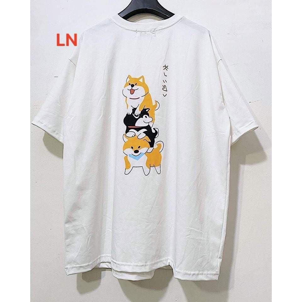 Áo phông cotton họa tiết chó in lưng