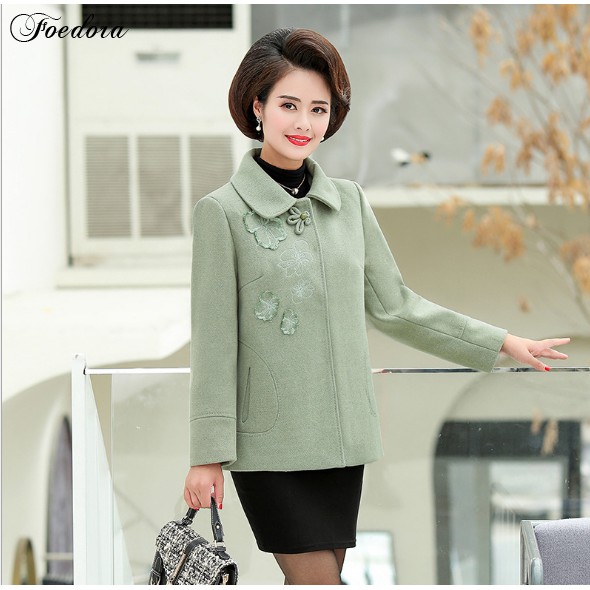 Áo Khoác Dạ Thêu Hoa - Áo Khoác Mùa Đông Cao Cấp Trung Niên