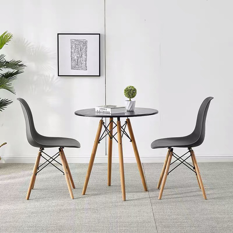 BÀN EAMES TRÒN Đường Kính 60cm chân Gỗ Bàn Làm Việc,Bàn Ăn,Cafe-Hàng Nhập Khẩu