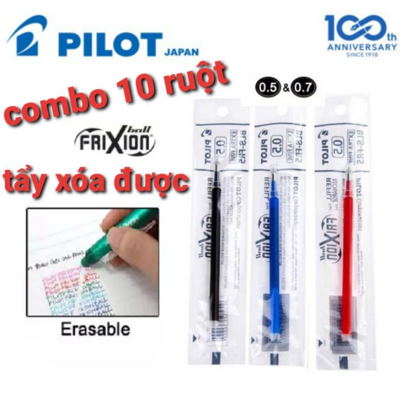 COMBO 10 RUỘT BÚT TẨY XÓA ĐƯỢC PILOT FRIXION