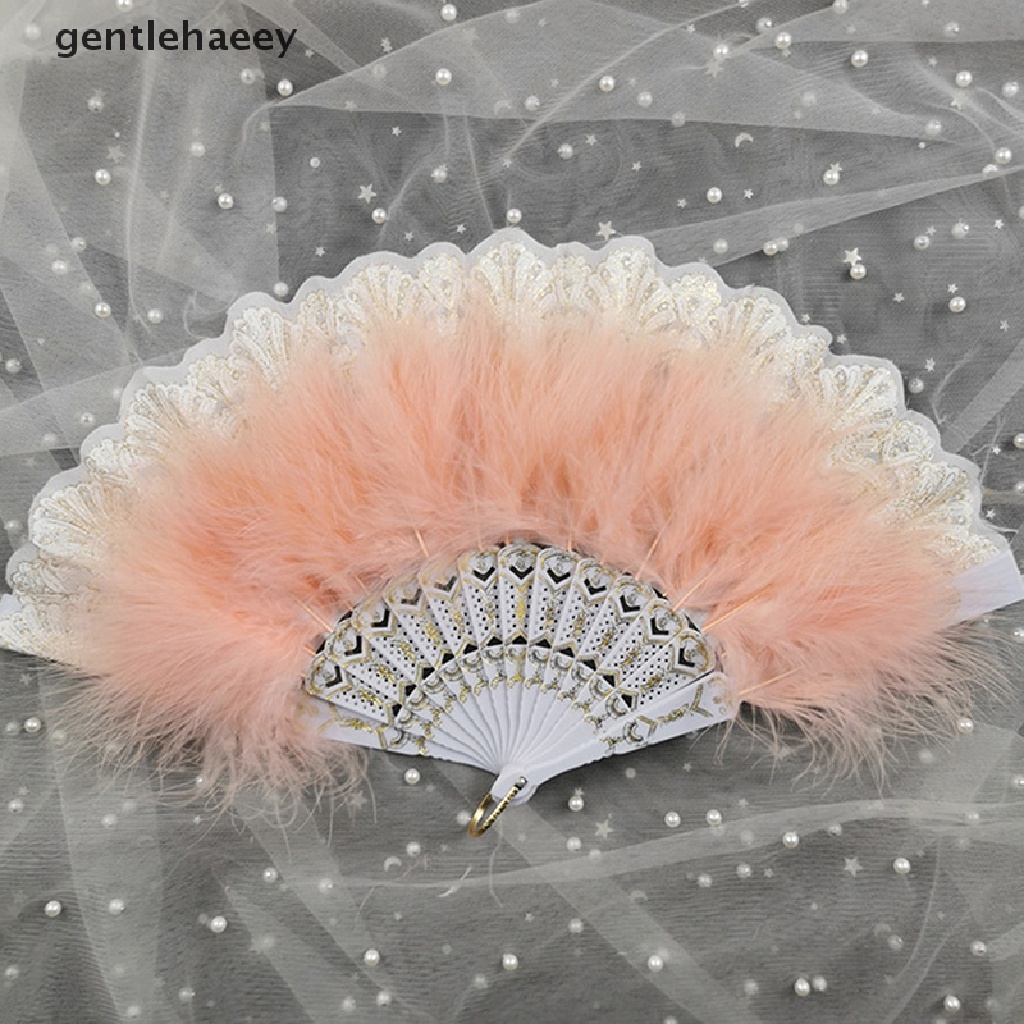 Quạt gấp phối lông vũ phong cách Lolita Gothic ấn tượng