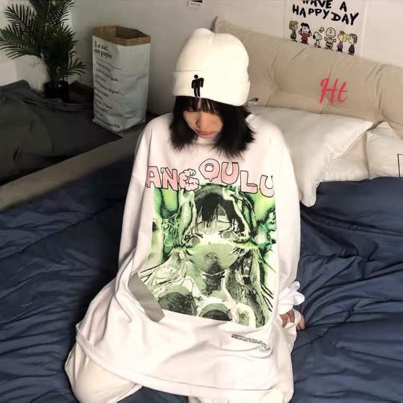 Áo cô gái khói xanh tay dài HT12