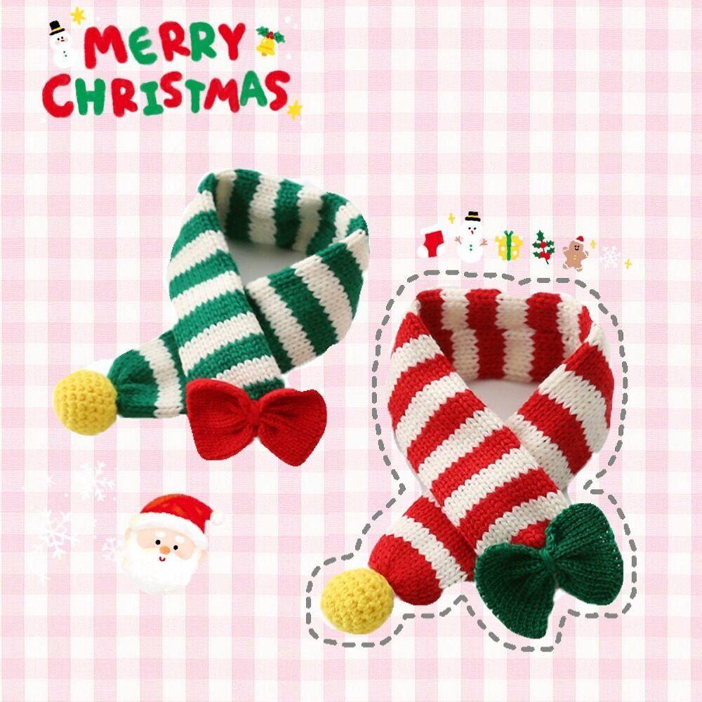 [COD] Khăn Choàng Cổ Giữ Ấm Bằng Len Kẻ Sọc Đỏ / Xanh Lá Mềm Mại Dành Cho Mèo Cưng