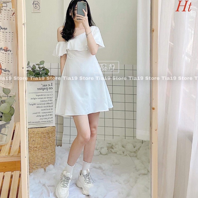 Váy bèo lệch vai tiểu thư H2V688