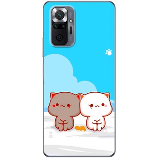 Ốp lưng Xiaomi Redmi Note 10, Note 10 Pro in hình Mèo mập nền xanh