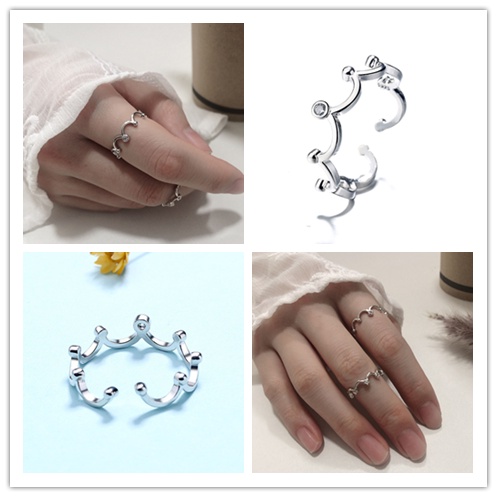 Nhẫn Hở Tùy Chỉnh Hình Vương Miện Ngôi Sao/Vương Miện Đơn Giản Thời Trang Cho Nữ