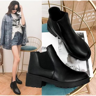 Boot nữ đen cổ chun