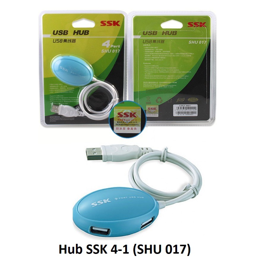 HUb usb bộ chia cổng usb 2.0 từ 1 ra 4 SSK SHU 017 giá rẻ