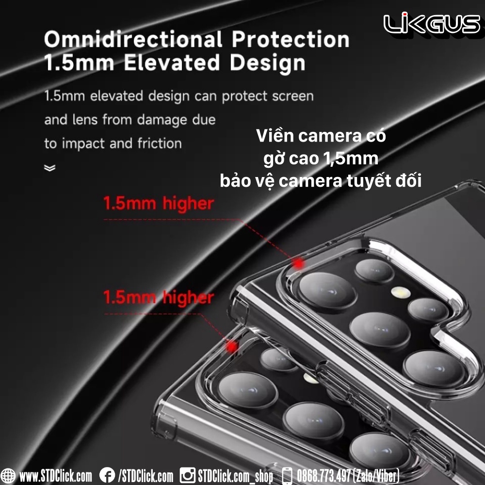 ỐP LƯNG SAMSUNG GALAXY S22 5G - S22 PLUS 5G - S22 ULTRA 5G LIKGUS LƯNG CỨNG TRONG VIỀN DẺO CHÍNH HÃNG