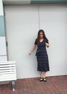 Đầm maxi thun cổ tim