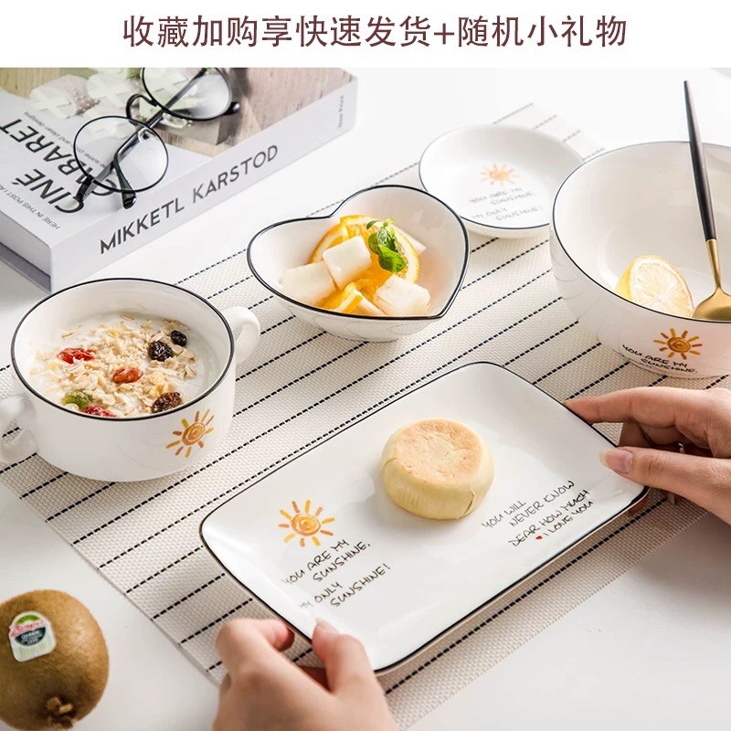 Bộ đồ ăn 5 món bằng sứ dễ thương, Order 3 tuần