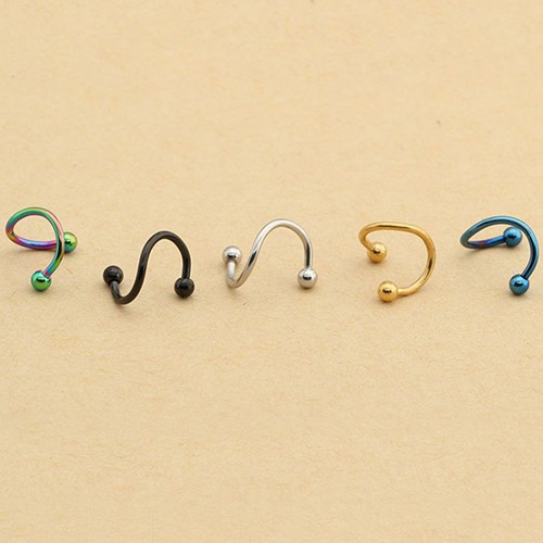 2 Khuyên Mũi Xoắn Ốc Bằng Thép Không Gỉ Cá Tính