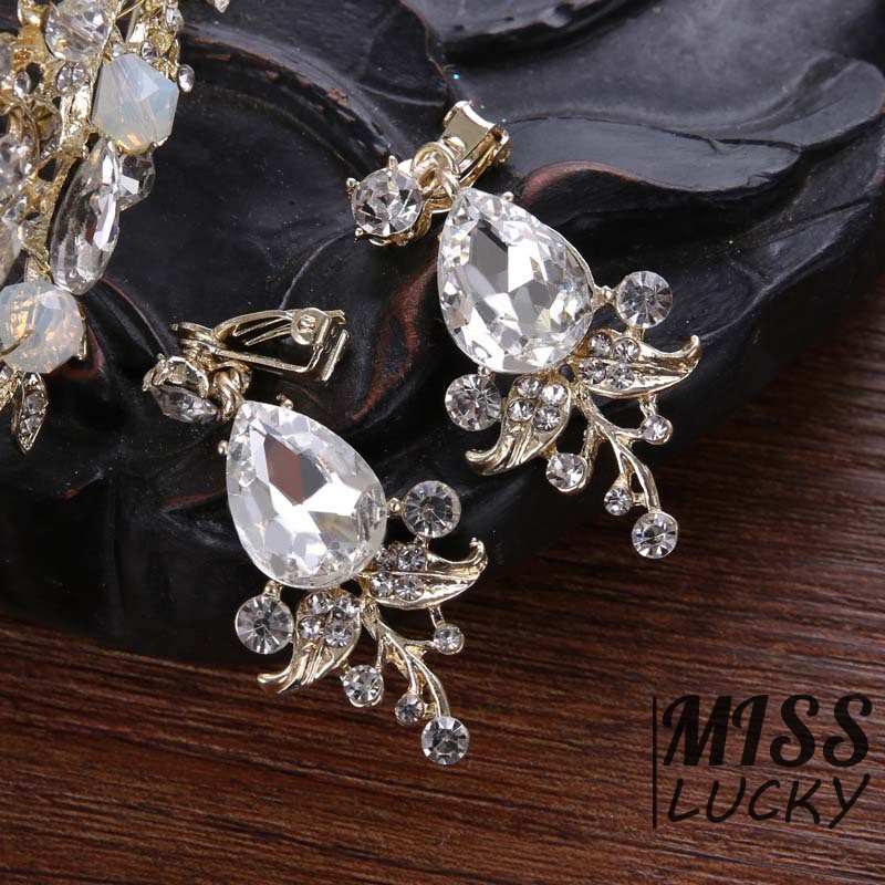 Set 1 vương miện + 1 đôi khuyên tai nữ đính đá thời trang