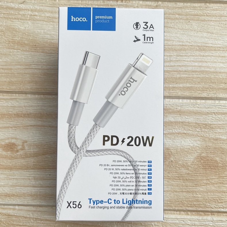 Dây sạc nhanh iphone Hoco x56 PD 20w chính hãng bọc dù siêu bền bảo hành 12 tháng đầu type-c to lightning