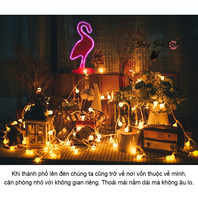 Đèn LED trang trí dây bóng tròn vàng ấm không nháy dùng pin tiện lợi, dùng đi du lịch cắm trại dã ngoại tiện lợi [DCP7]