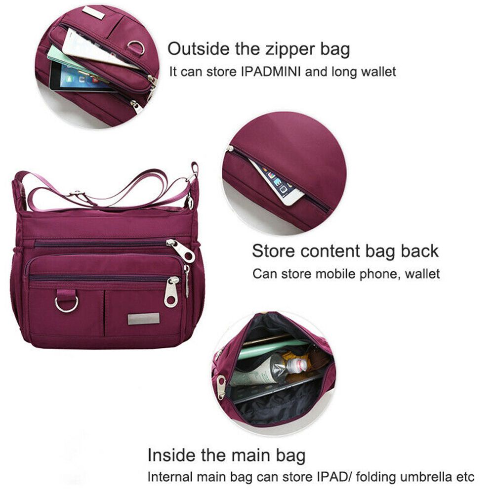 Túi đeo chéo vai nhiều ngăn bằng vải oxford chống thấm nước thời trang cho nữ