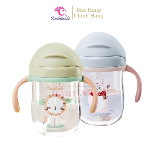Bình Tập Uống Nước, Sữa Cho Bé Kichi 220ml Nhựa Tritan, Có Van Chống Săc