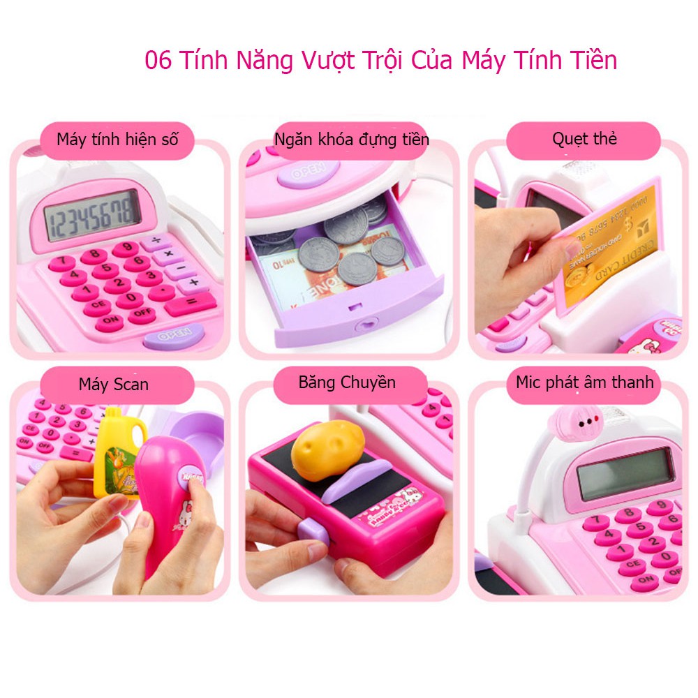 Đồ Chơi Máy Tính Tiền Siêu Thị:Tính ,Quẹt Thẻ ,Cân ,Mic Phát Âm Thanh.