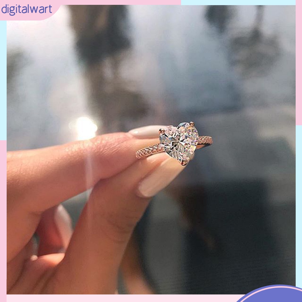 Nhẫn đính hôn hình trái tim đính đá thời trang cho nữ