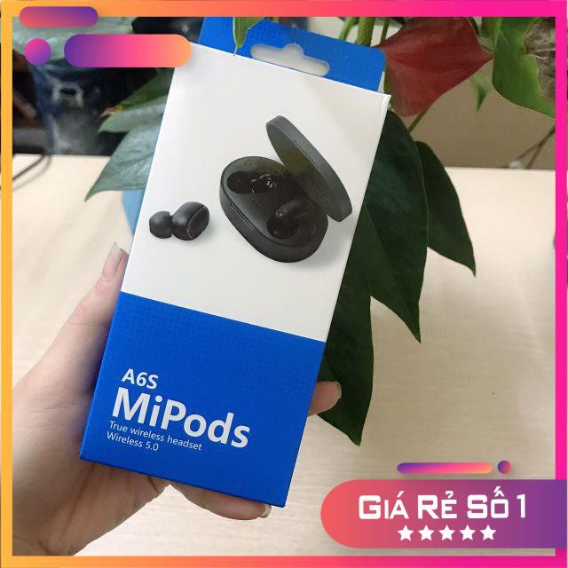 Tai nghe nhét tai bluetooth mipods A6S inear mới, tai nghe không dây tiện lợi.