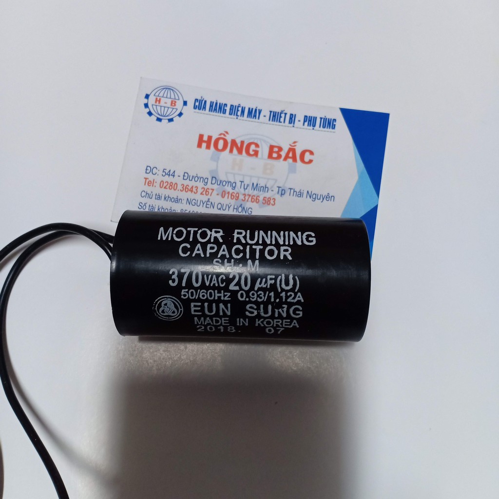 01 tụ điện 20MF 370VAC đen loại tốt dùng cho bơm nước và thiết bị điện khác