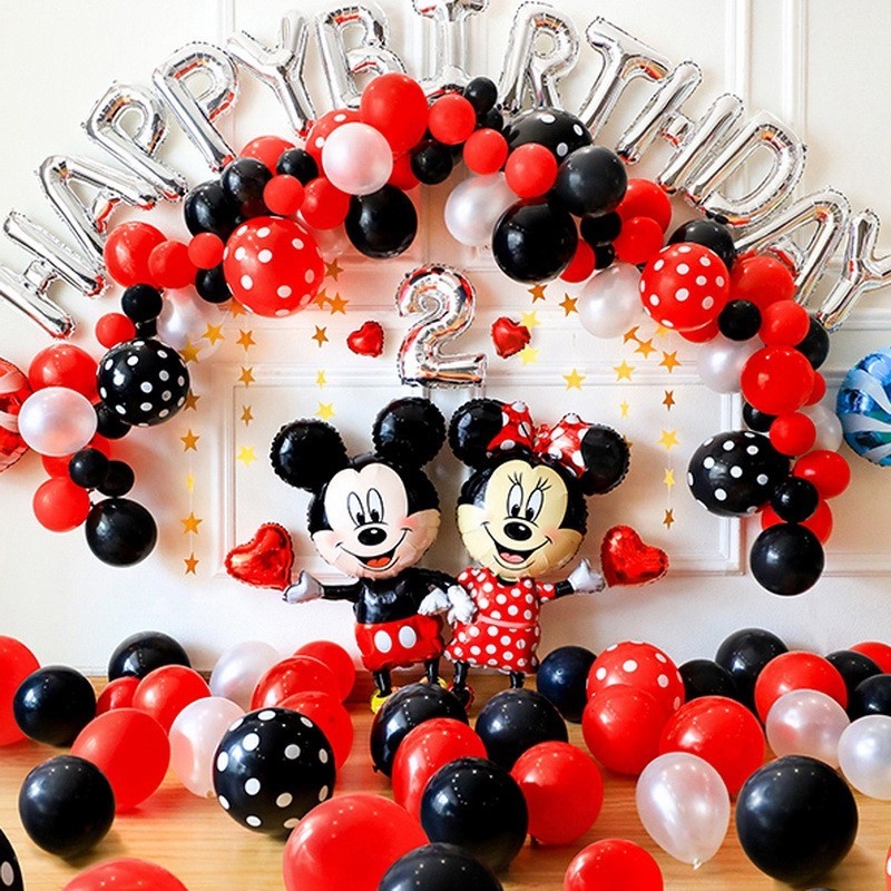 Bong Bóng Lá Nhôm Hình Chuột Mickey / Minnie Kích Thước 112 * 65CM Trang Trí Sinh Nhật / Tiệc Sinh Nhật