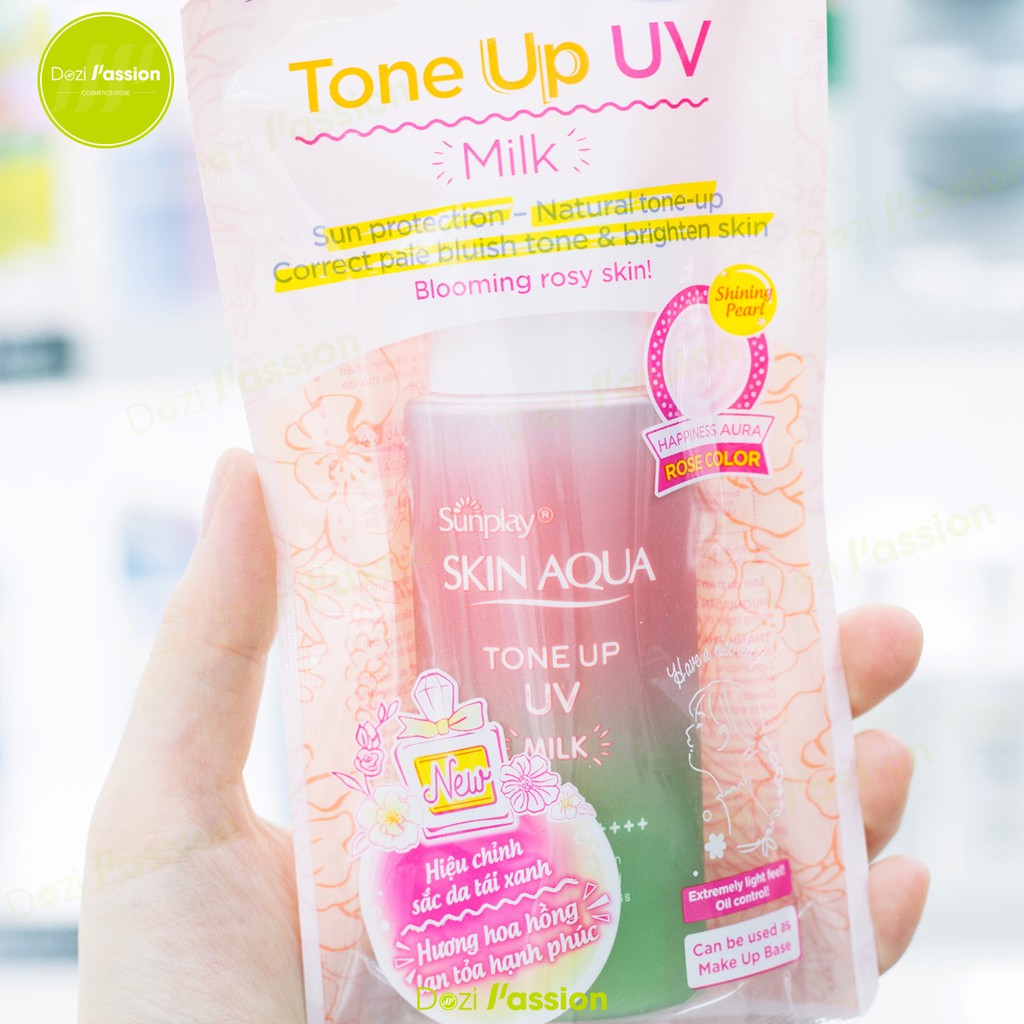 Kem Chống Nắng Sunplay Skin Aqua Tone Up UV Dạng Sữa - Sunplay Skin Aqua Milk Happiness Aura Rose SPF50+ PA 50g