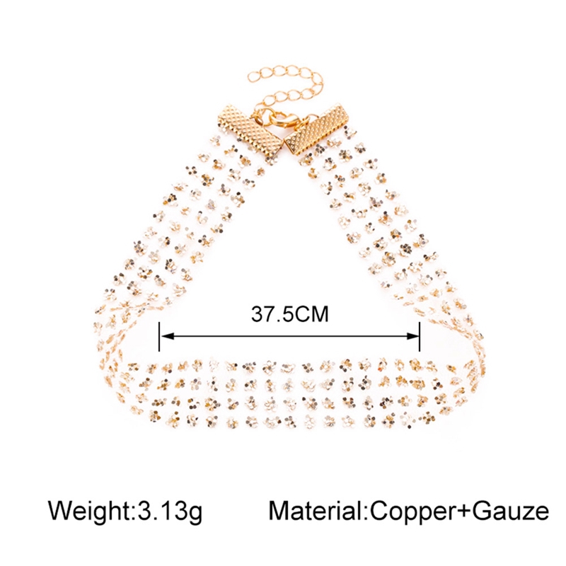 Vòng cổ choker xuyên thấu đính sequin lấp lánh phong cách Bohemia dành cho nữ