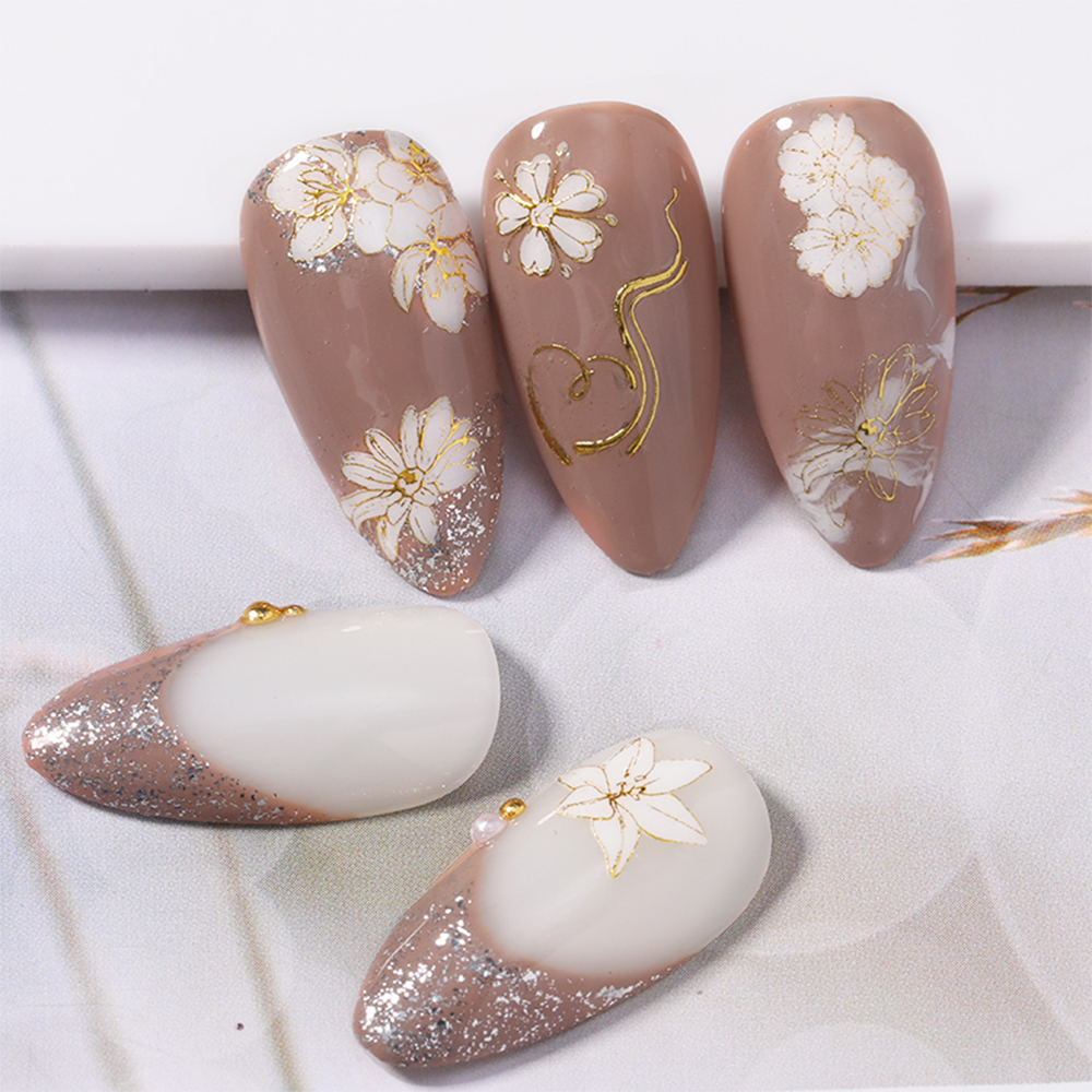 Tờ nhãn dán họa tiết hoa/bướm 3D trang trí móng tay nghệ thuật