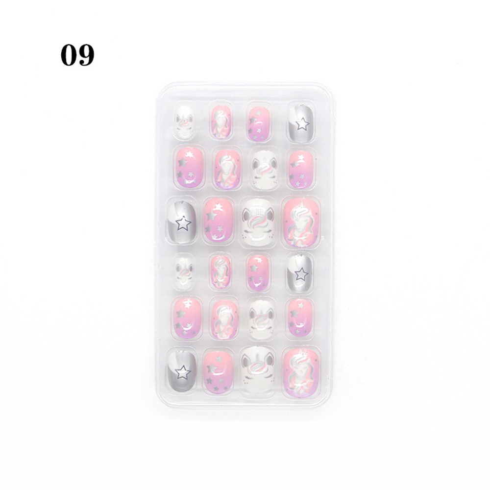 [Hàng mới về] Set 24 móng tay giả họa tiết xinh xắn dành cho bé
