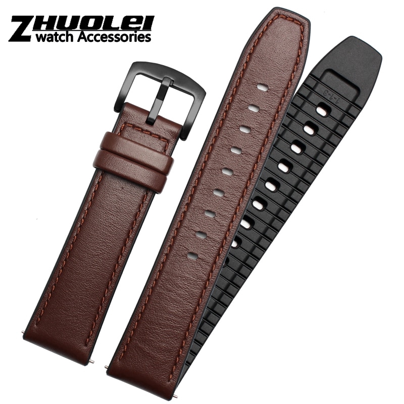 22mm Leather bracelet For Huawei Watch GT smart watch Business style replacement strap 2in1 Leather /Silicone strap