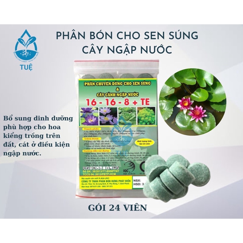 Phân Bón Cho Sen Súng Cây Ngập Nước Gói 24 Viên