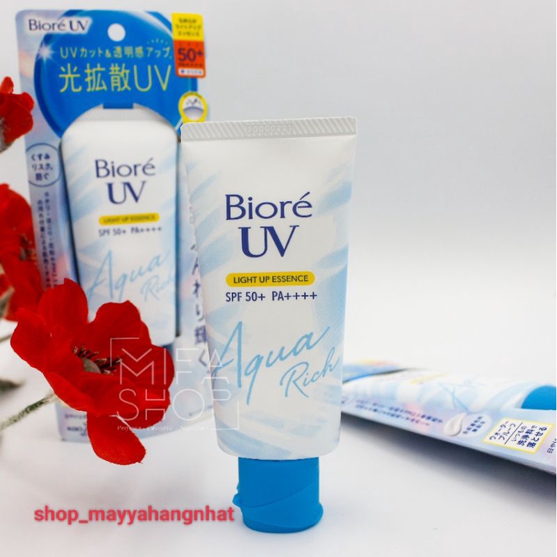 KEM CHỐNG NẰNG BIORE UV AQUA RICH LIGHT UP ESSENCE SÁNG RẠNG NGỜI