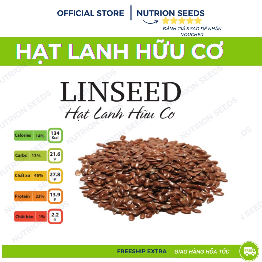 Hạt Lanh nâu nhập khẩu Canada hữu có date mới ăn kiêng giảm cân hiệu quả - Gói 500G