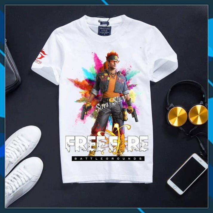 Áo Thun Free Fire Cotton Màu Trắng Cực Chất Alvaro