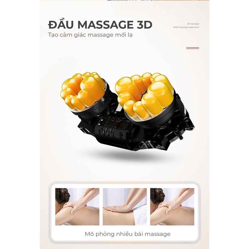 Nệm massage toàn thân Vispo VP-N20D chất liệu da, rung đa điểm giúp massage lưng, vai, gáy - Có gối massage hồng ngoại