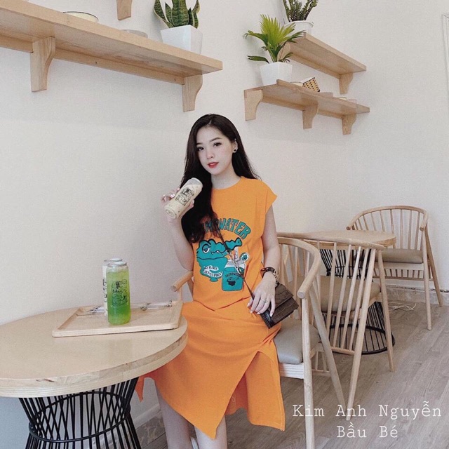 ĐẦM tay hến dáng dài 96cm chất cotton in hình CÁ SẤU [vaysuong] | BigBuy360 - bigbuy360.vn