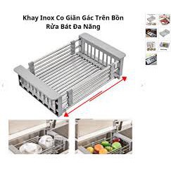 Kệ Giá Inox để chậu rửa bát, rau, củ quả, tiện dụng, Rửa gác bồn rửa chén điều chỉnh kích thước đa năng