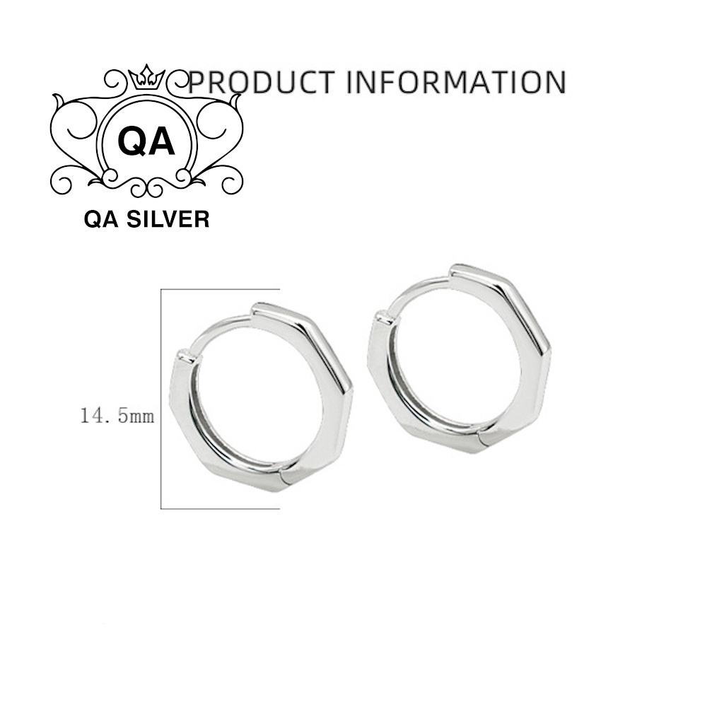 Khuyên tai bạc 925 hình học bát giác 8 cạnh bông nam nữ đa giác S925 GEOMETRIC Silver Earrings QA SILVER EA191010