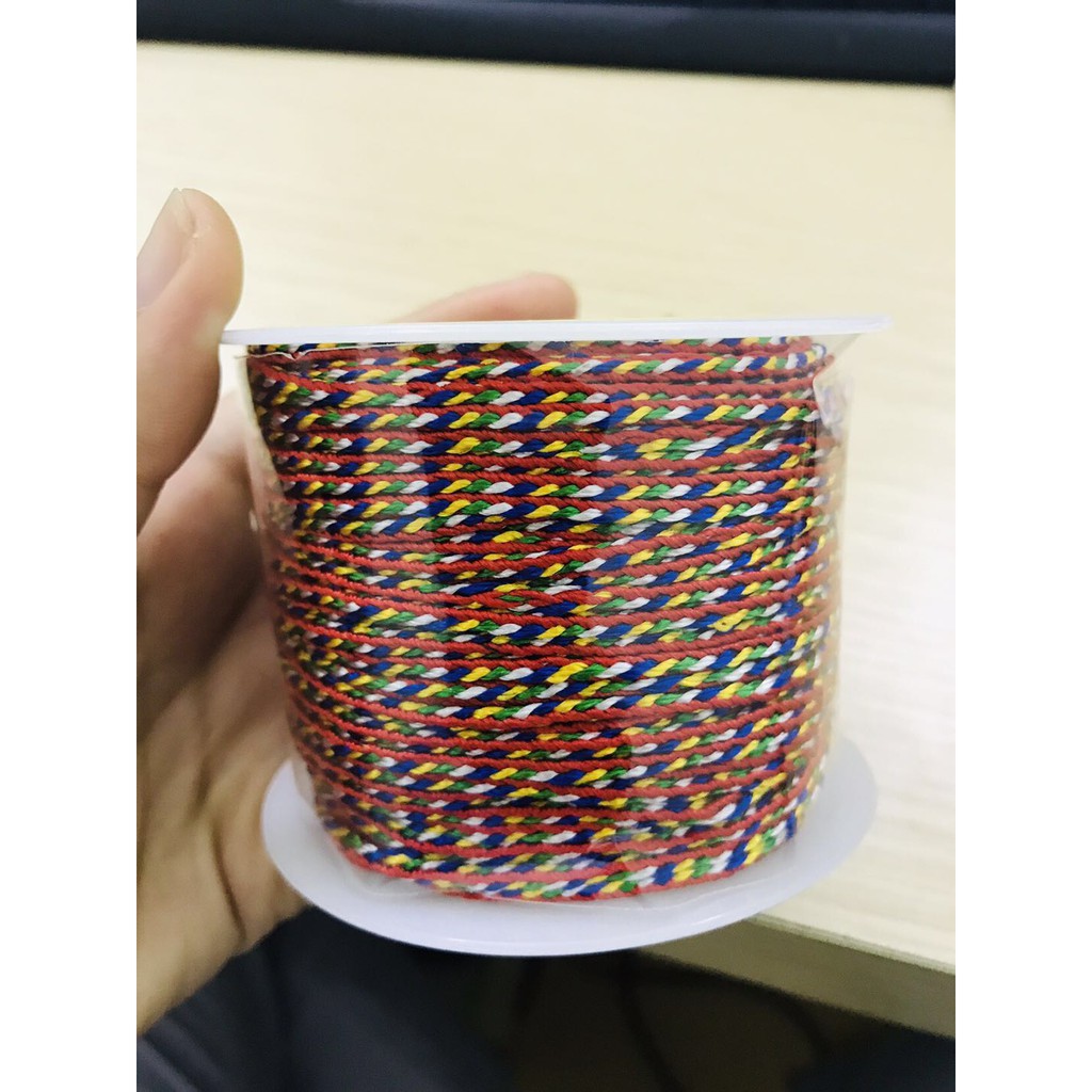 Chỉ ngũ sắc viền đỏ (cuộn 90m)