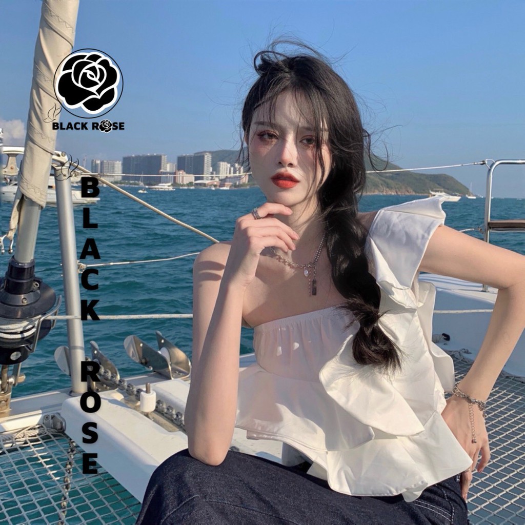 Áo Kiểu Nữ Lệch Vai Đẹp Hàn Quốc BLACK ROSE Áo Nữ Kiểu Bánh Bèo Sexy Cao Cấp - TẤM CÁM BOUTIQUE