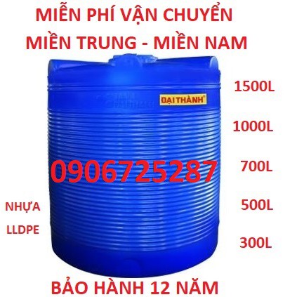 Bồn nhựa đứng thế hệ mới Đại Thành, 300L-1500L, téc nhựa, bảo hành 12 năm