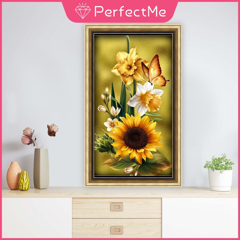 Bộ Tranh Đính Đá 5D Tự Làm 30x50cm Hình Hoa Hướng Dương