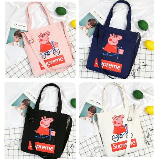 Túi Tote đeo chéo Lợn Supreme, kute, mẫu mới, chất đẹp. Có hình chụp thật.