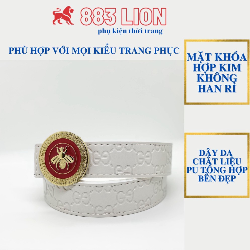 Thắt Lưng Da Nam Gucci Mềm Mặt Con Ong Vàng Đỏ Sang Trọng Dây Da Mềm Tổng Hợp