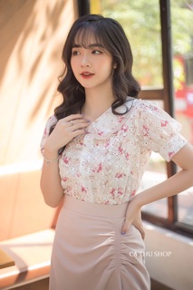 Áo hoa voan đục lỗ
